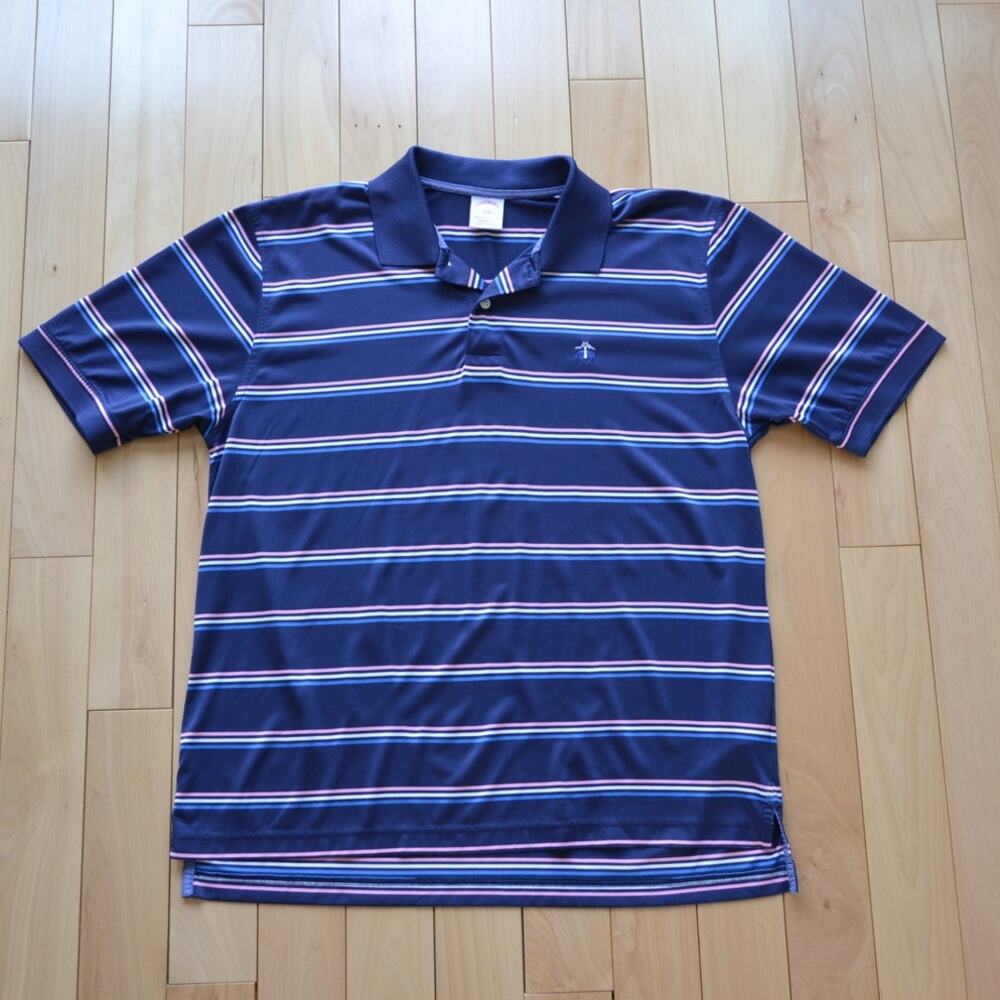 Brooks Brothers Performance Striped Polo Shirt Blue L